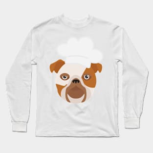 Bulldog With Chef Hat Long Sleeve T-Shirt